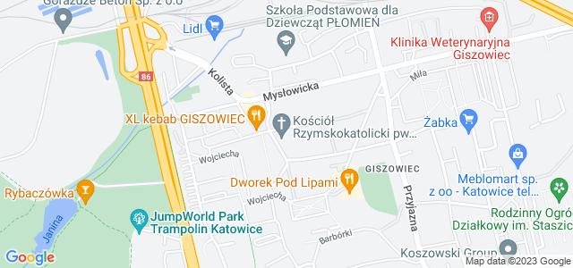 Mapa dojazdu Giszowiec - Kościół pw. św. Barbary Katowice