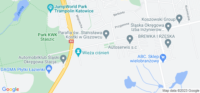 Mapa dojazdu Giszowiec - Kościół pw. św. Stanisława Kostki Katowice