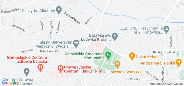 Mapa dojazdu Okręgowy Szpital Kolejowy Katowice