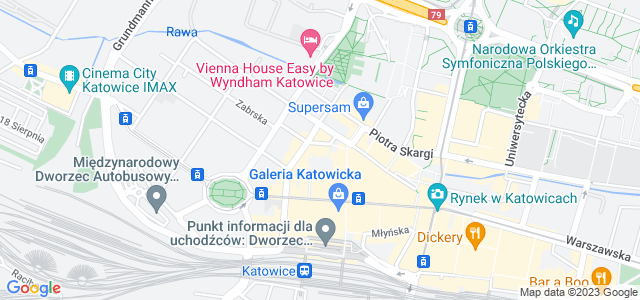 Mapa dojazdu Teatr Rawa Katowice