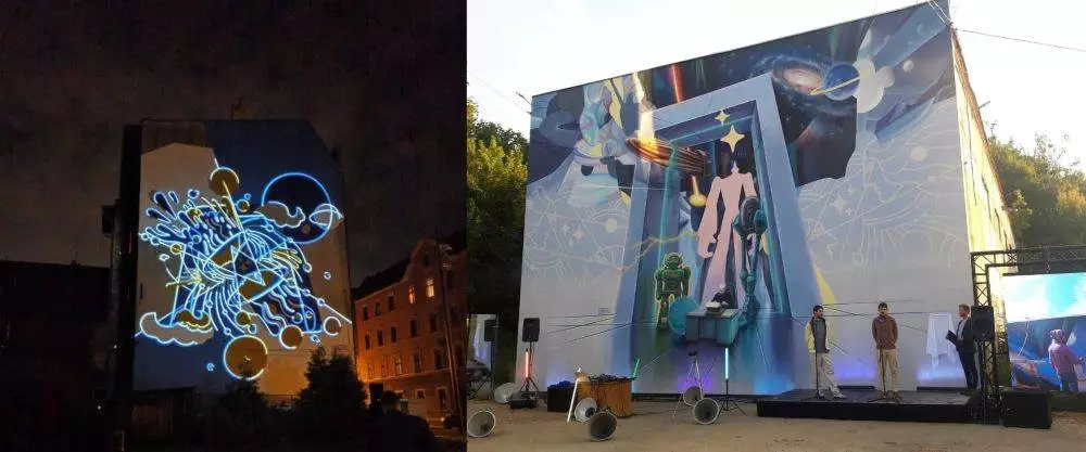 W Katowicach powstał mural upamiętniający twórczość Stanisława Lema!/fot. FB Marcin Krupa