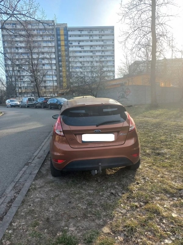 Zablokowane chodniki, zniszczona zieleń.
